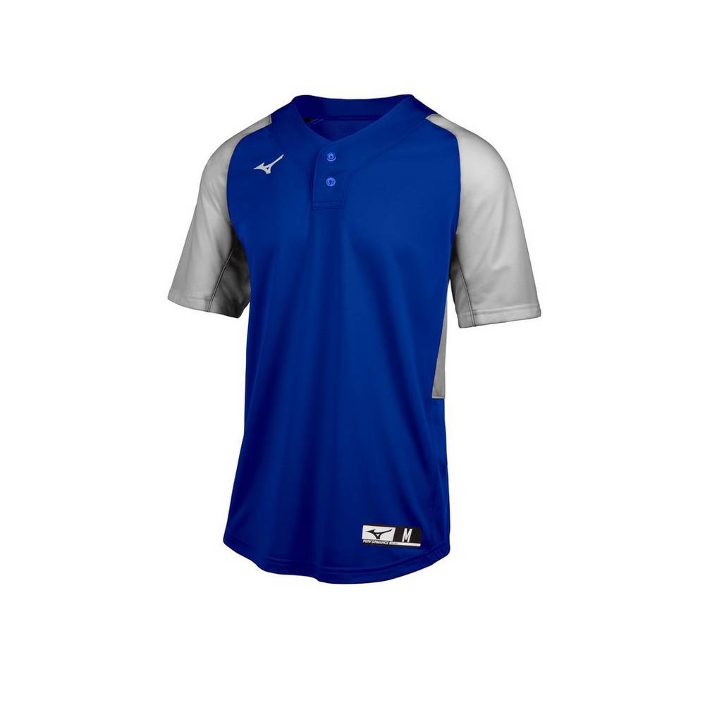 Mens Mizuno Aerolite 2-Button Baseball Jersey Royal/Grey Philippines (RXVNJW592)